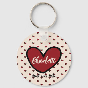Porte-clés Styliste Joli coeur rouge Motif Monogramme cadeau