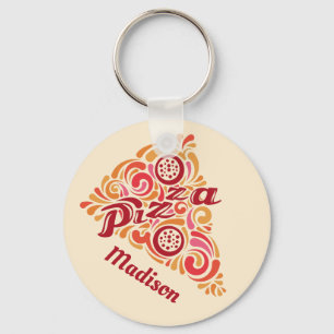 Porte-clés Stylized Pizza custom name key chains