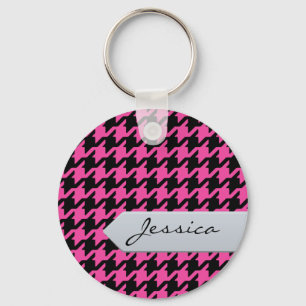 Porte-clés Stylo classique rose avec monogramme