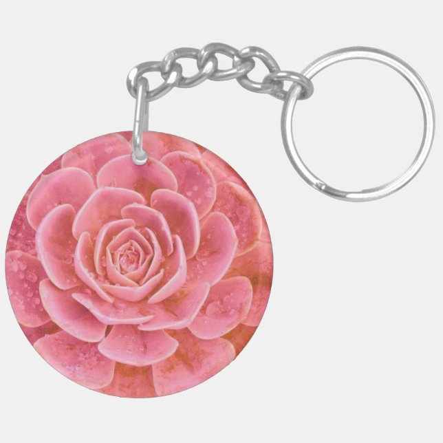 Porte-clés Succulente Rose (Dos droit)