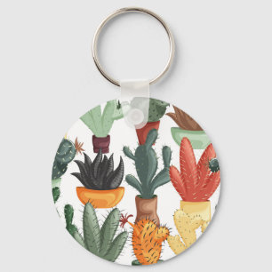 Porte-clés Succulents, cactus : mignon motif floral.