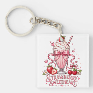 Porte-clés Sucette de Fraise Rose Mignonne Dessert Sucré