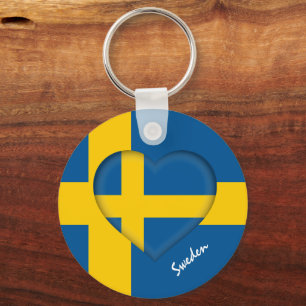 Porte-clés Suède & Coeur, Suède Drapeau mode / sport