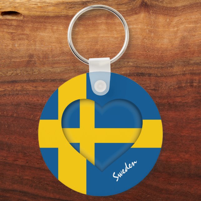 Porte-clés Suède & Coeur, Suède Drapeau mode / sport (Recto)