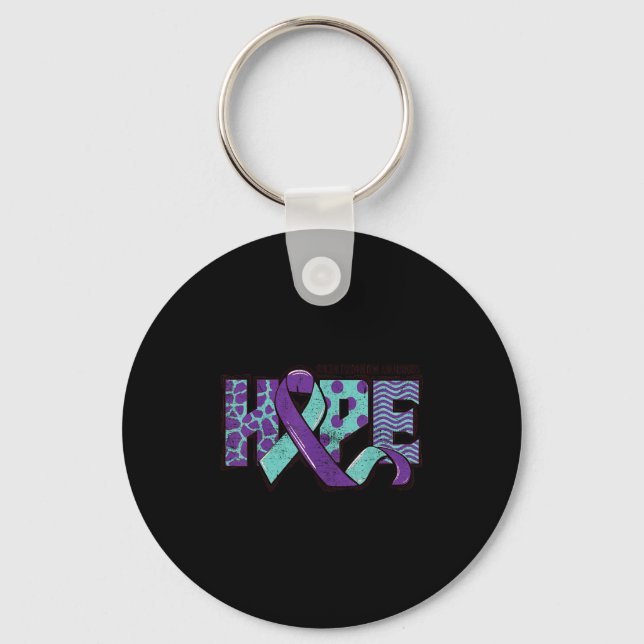 Porte-clés Suicide Prevention Awareness Teal &amp; Purple Rib (Recto)