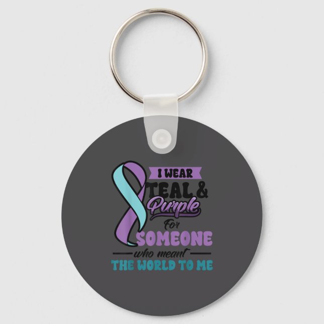 Porte-clés Suicide Prevention Wear Teal Purple Someone Meant  (Recto)