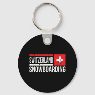 Porte-clés Suisse Snowboard Swiss Drapeau Course Halpipe
