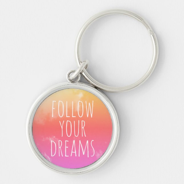 Porte-clés Suivez vos rêves Citation Inspirationnelle Rose Or (Devant)