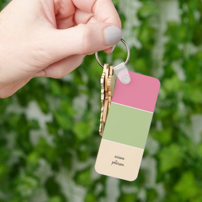 Porte-clés Summer Pink, Sage Green & Script Nom (main)