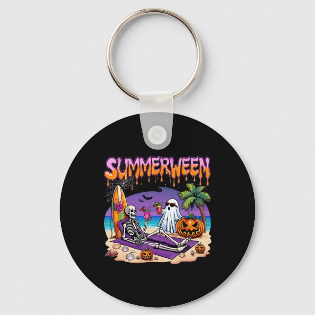 Porte-clés Summerween Skeleton Ghost Beach Drôle Éffrayant Ha (Recto)