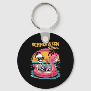 Porte-clés Summerween Vibes Skeleton Flamant rose Hallowee Éf
