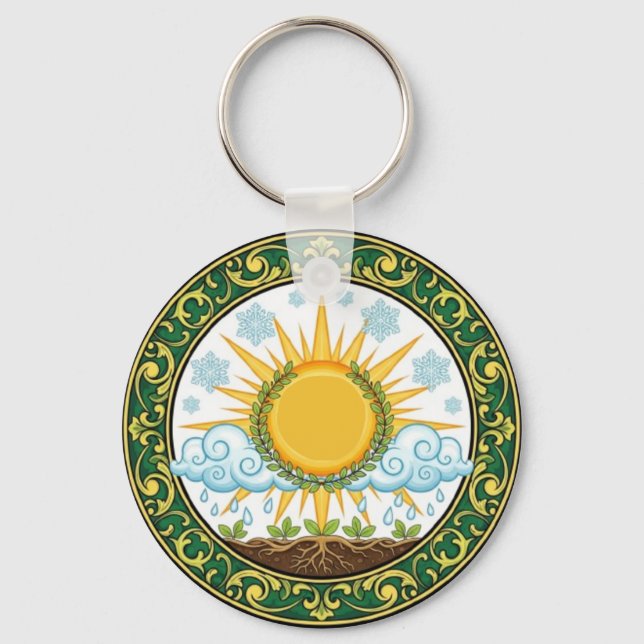 Porte-clés Sun and Rain Nature Cycle Botanical Emblem ART (Recto)