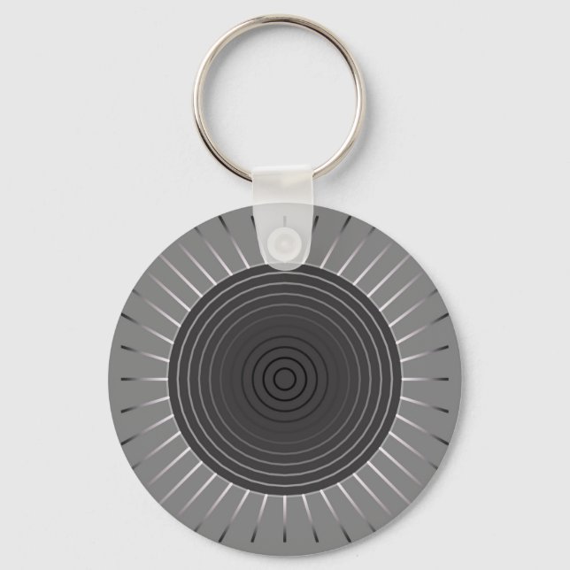 Porte-clés Sunburst géométrique moderne - Hématite foncé gris (Recto)
