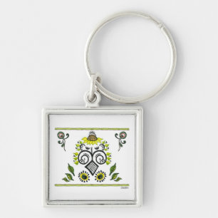 Porte-clés Sunflower Folk Motif par Alexandra Cook