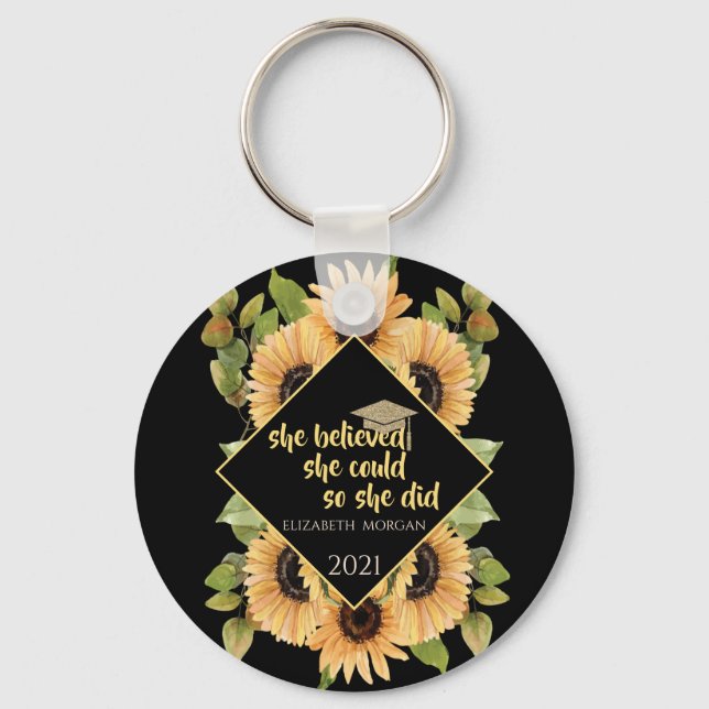 Porte-clés Sunflowers Parties scintillant Casquette diplômé   (Recto)