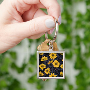 Porte-clés Sunroot, tournesol sauvage en jaune et bleu