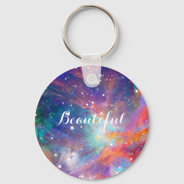 Porte-clés Super nébuleuse Orion brillant étoiles "Beautiful" (Recto)