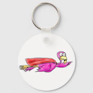 Porte-clés Super Pink Flamingo Fyling Cape Whimsical Art