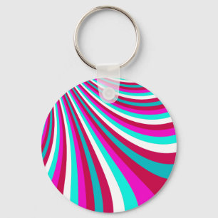 Porte-clés Super rose vif Turquoise arc-en-ciel rayures Motif