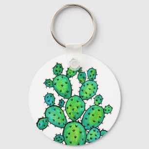 Porte-clés Superbe aquarelle prickly Cactus