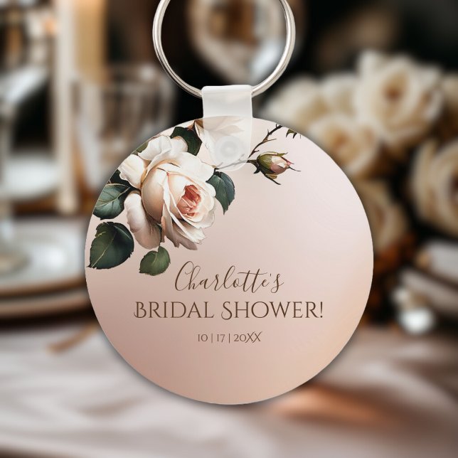 Porte-clés Superbe Fête des mariées de Rose d'huile beige (Bridal Shower Keychain)