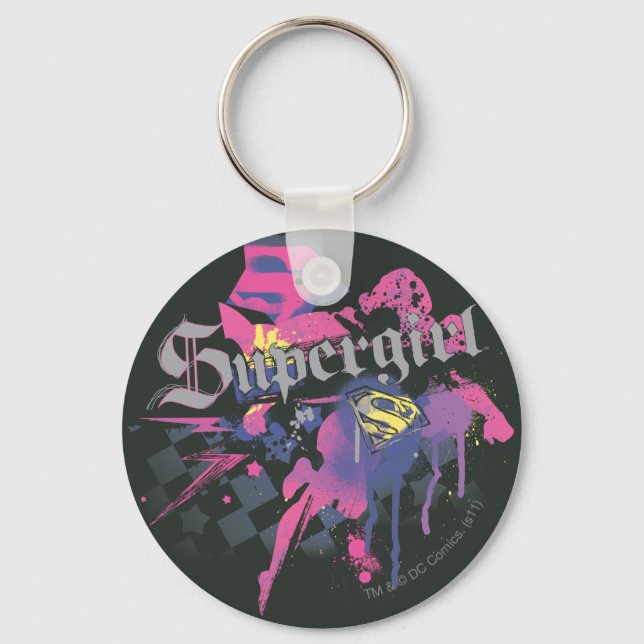 Porte-clés Supergirl À damiers Splatter (Recto)