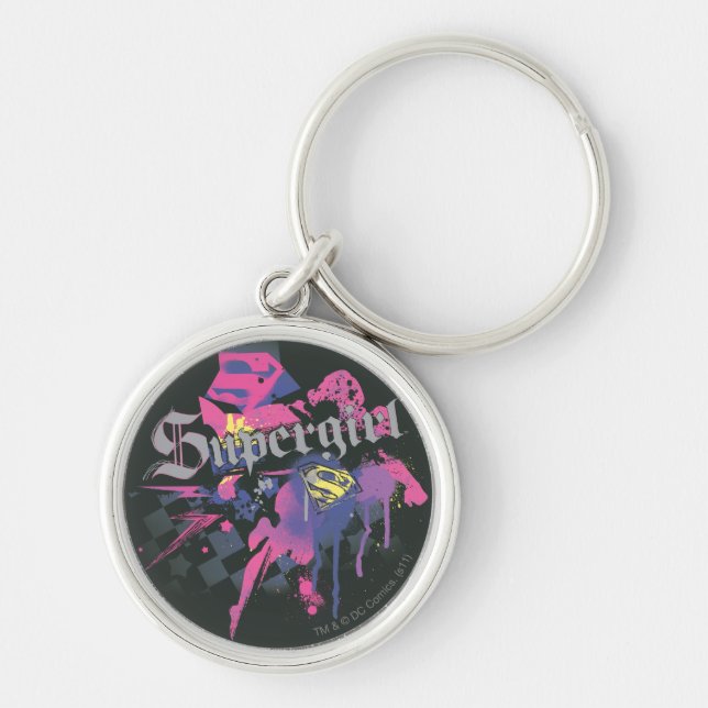 Porte-clés Supergirl À damiers Splatter (Devant)