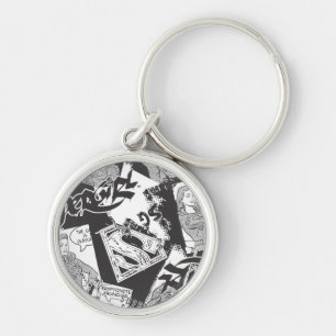 Porte-clés Supergirl noir et blanc collage