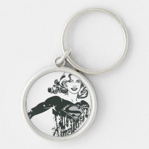 Porte-clés Supergirl noir et blanc dessin 1