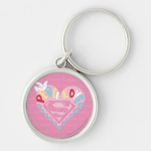 Porte-clés Supergirl Paix et amour rose