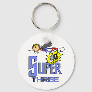 Porte-clés Superhero Girl 3e Anniversaire Tshirts et cadeaux