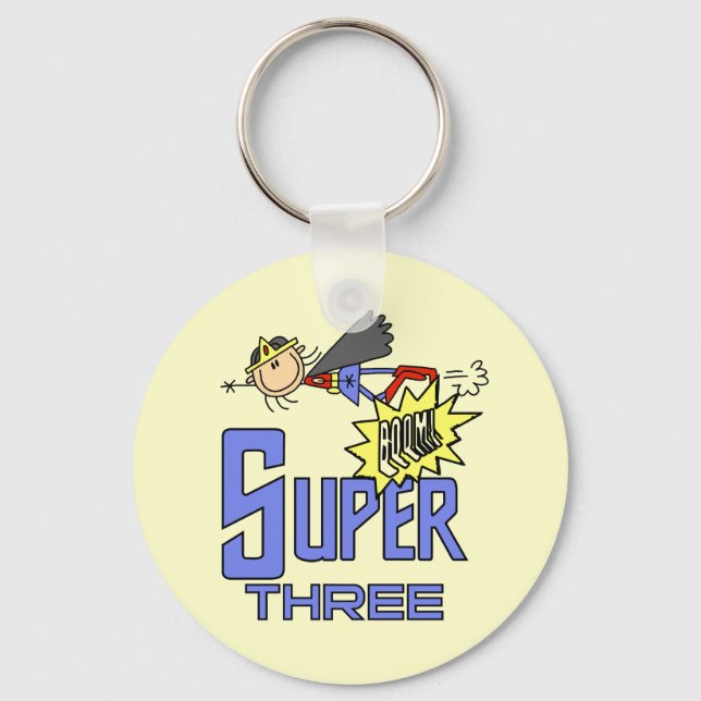 Porte-clés Superhero Girl 3e Anniversaire Tshirts et cadeaux (Recto)
