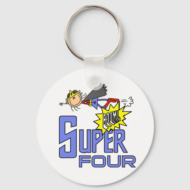 Porte-clés Superhero Girl 4th Birthday Tshirts et cadeaux (Recto)