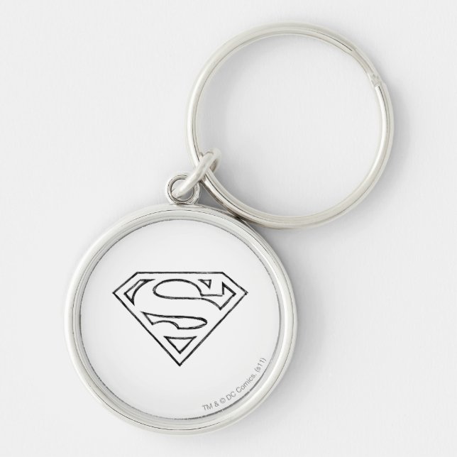 Porte-clés Superman S-Shield | Logo Simple Black Outline (Devant)