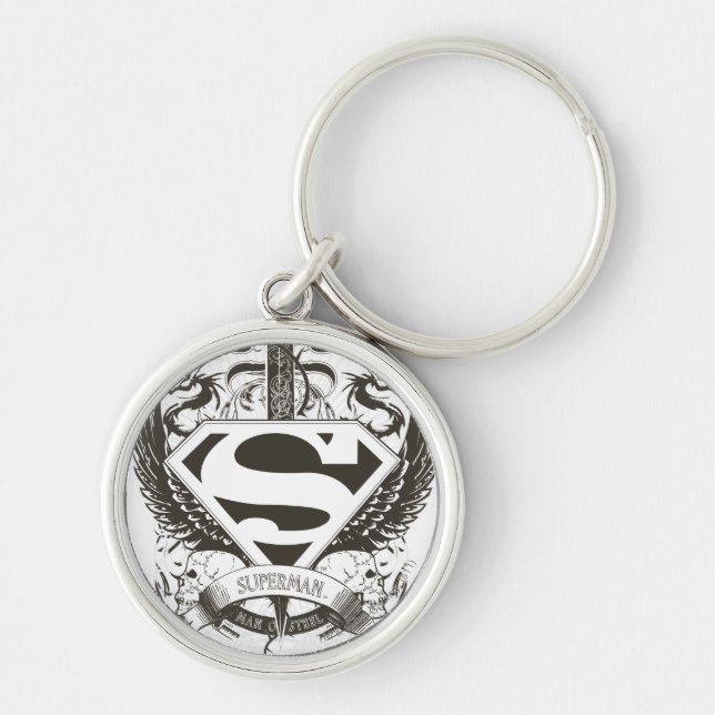 Porte-clés Superman Stylisé | Honneur, vérité sur logo blanc (Devant)