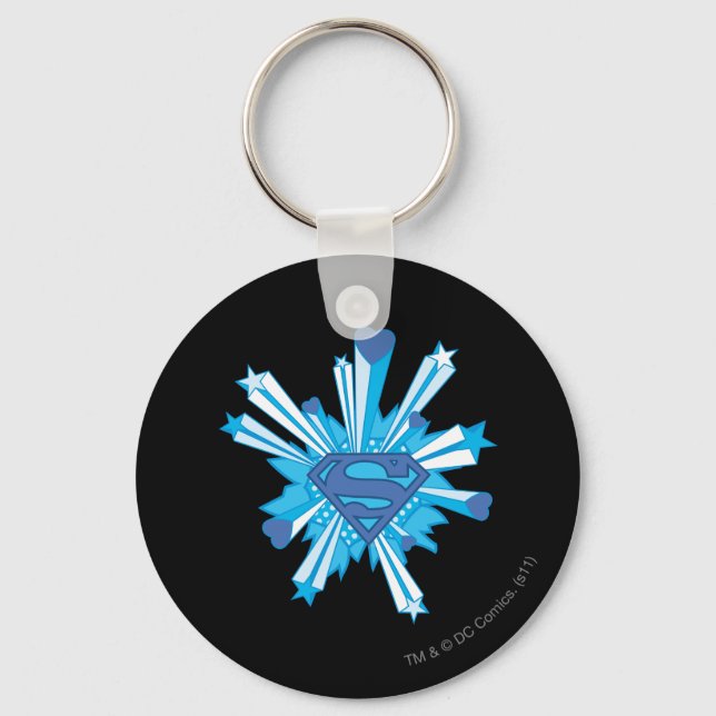 Porte-clés Superman Stylisé | Logo Coeurs du Bouclier bleu (Recto)