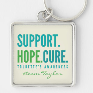 Porte-clés support de nom personnalisé tourette espoir guéris