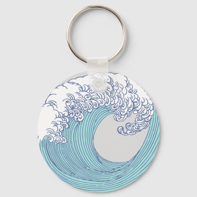 Porte-clés Surf asiatique japonais Vague Art Ocean Art (Recto)
