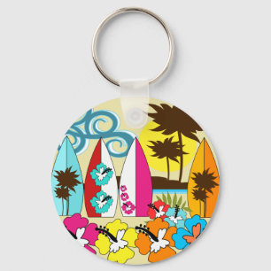 Porte-clés Surf Boutique Surf Ocean Beach Surfboards Palm Tre