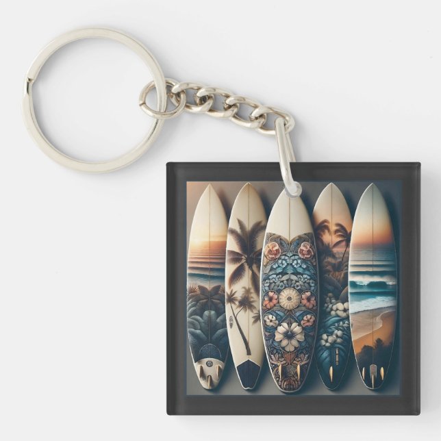 Porte-clés Surfboards peints hawaïens (Devant)