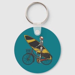 Porte-clés Surfeur squelette avec planche de surf