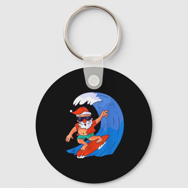 Porte-clés Surfing Santa Claus Christmas X-mas Gift  (Recto)