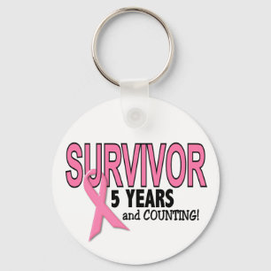 Porte-clés SURVIVANT DU CANCER DU SEIN 5 ans & comptage