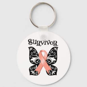 Porte-clés Survivant utérin de papillon de Cancer