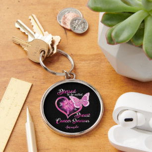 Porte-clés Survivante du cancer du sein personnalisée bénie
