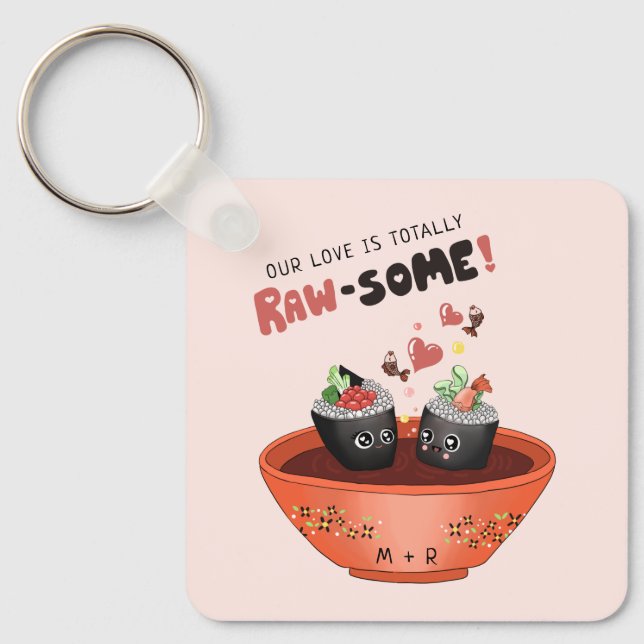 Porte-clés Sushi Kawaii rose mignon dans l'amour Saint Valent (Recto)
