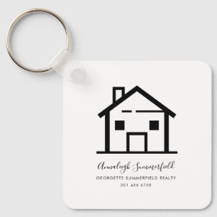 Porte-clés Swag promotionnel immobilier noir et blanc
