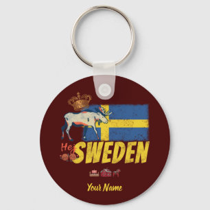 Porte-clés Sweden vintage flag and moose souvenir