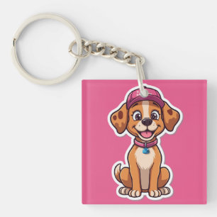 Porte-clés Sweet Cartoon Chien - Happy Puppy dans Sticker Cas