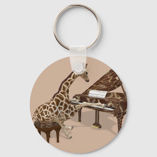 Porte-clés Sweet Giraffe Aime Jouer Piano (Recto)